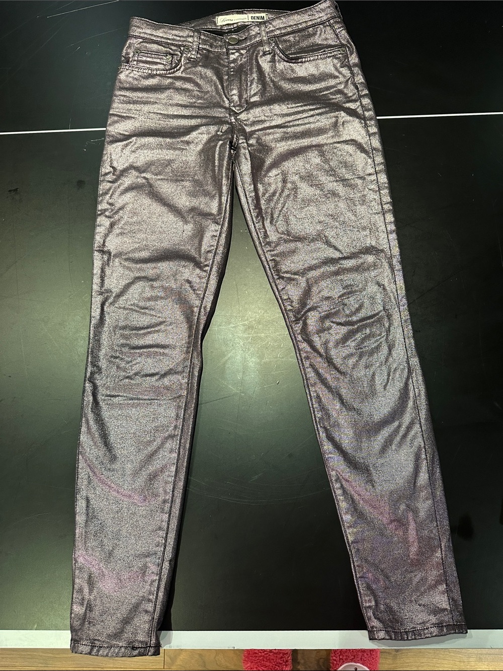 Lovers + Friends Metallic Purple Straight Leg Jeans - Picture 1 of 3